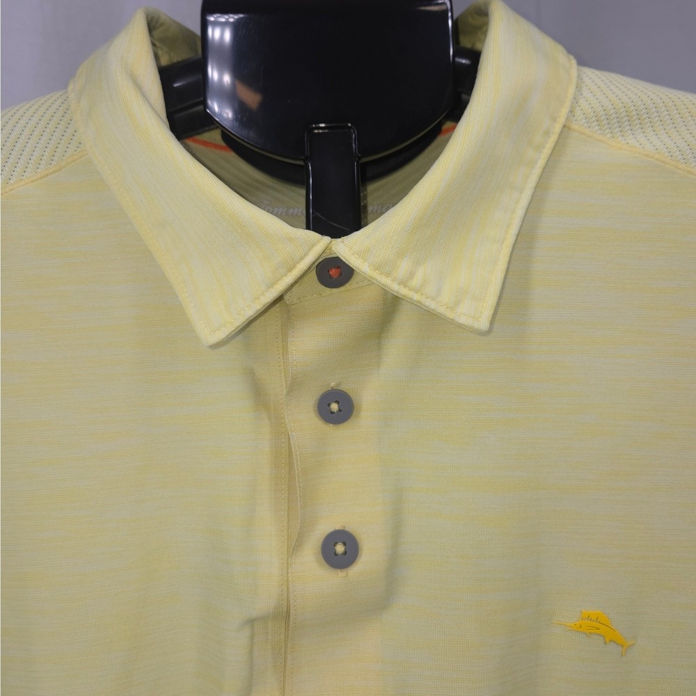 Tommy Bahama IslandZone Polo Shirt Men Large Yellow Golf Performance Logo
